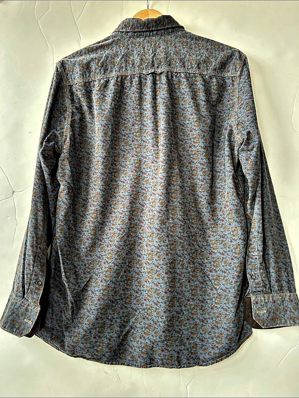 Johnston & Murphy Textured Corduroy Shirt Floral Blue & Multicolor Medium - Picture 3 of 4
